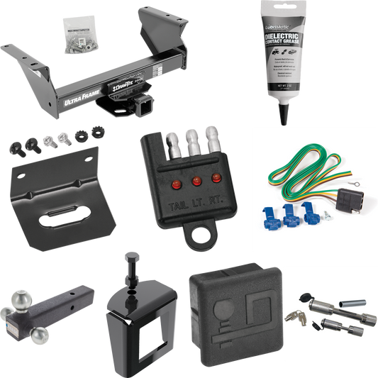 Fits 2013-2018 RAM 4500 Trailer Hitch Tow PKG w/ 4-Flat Wiring Harness + Triple Ball Ball Mount 1-7/8" & 2" & 2-5/16" Trailer Balls + Dual Hitch & Coupler Locks + Hitch Cover + Wiring Bracket + Wiring Tester + Electric Grease + Anti Rattle Device (Fo