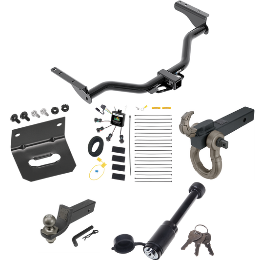 Fits 2013-2013 Infiniti JX35 Trailer Hitch Tow PKG w/ 4-Flat Zero Contact "No Splice" Wiring + Interlock Tactical Starter Kit w/ 2" Drop & 2" Ball + Tactical Hook & Shackle Mount + Tactical Dogbone Lock + Wiring Bracket By Reese Towpower