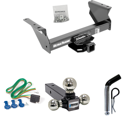 Fits 2013-2018 RAM 4500 Trailer Hitch Tow PKG w/ 4-Flat Wiring Harness + Triple Ball Ball Mount 1-7/8" & 2" & 2-5/16" Trailer Balls + Pin/Clip (For Cab & Chassis, w/34" Wide Frames Models) By Draw-Tite