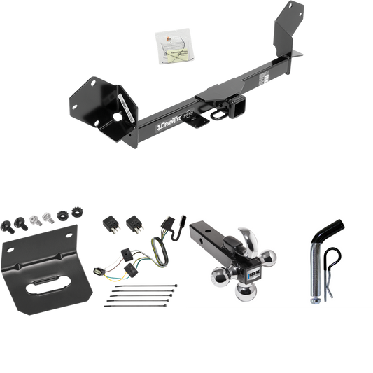 Fits 2016-2018 Buick Envision Trailer Hitch Tow PKG w/ 4-Flat Wiring Harness + Triple Ball Ball Mount 1-7/8" & 2" & 2-5/16" Trailer Balls w/ Tow Hook + Pin/Clip + Wiring Bracket By Draw-Tite