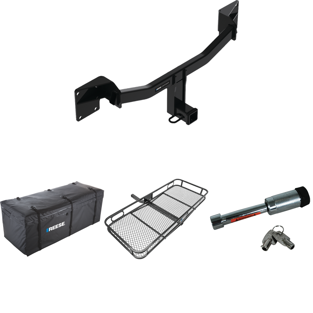 Fits 2021-2023 Buick Envision Trailer Hitch Tow PKG w/ 60" x 24" Cargo Carrier + Cargo Bag + Hitch Lock By Reese Towpower