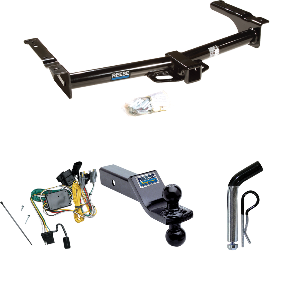 Fits 1992-1994 Ford E-150 Econoline Trailer Hitch Tow PKG w/ 4-Flat Wiring + Dual Ball Ball Mount 1-7/8" & 2" Trailer Balls + Pin/Clip By Reese Towpower