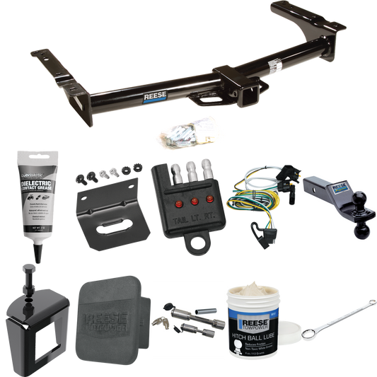 Fits 1995-2002 Ford E-350 Econoline Trailer Hitch Tow PKG w/ 4-Flat Wiring + Dual Ball Ball Mount 1-7/8" & 2" Trailer Balls + Wiring Bracket + Hitch Cover + Dual Hitch & Coupler Locks + Wiring Tester + Ball Lube + Electric Grease + Ball Wrench + Anti