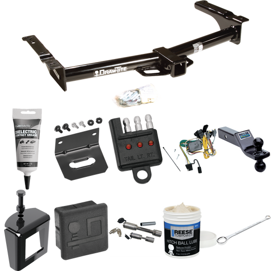 Fits 1992-1994 Ford E-350 Econoline Trailer Hitch Tow PKG w/ 4-Flat Wiring + Dual Ball Ball Mount 1-7/8" & 2" Trailer Balls + Wiring Bracket + Hitch Cover + Dual Hitch & Coupler Locks + Wiring Tester + Ball Lube + Electric Grease + Ball Wrench + Anti