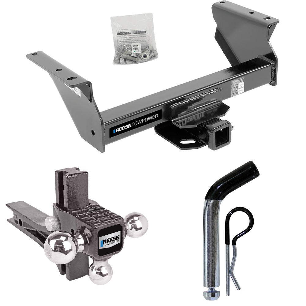 Fits 2013-2018 RAM 5500 Trailer Hitch Tow PKG w/ Adjustable Drop Rise Triple Ball Ball Mount 1-7/8" & 2" & 2-5/16" Trailer Balls + Pin/Clip (For Cab & Chassis, w/34" Wide Frames Models) By Reese Towpower