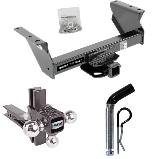 Fits 2013-2018 RAM 5500 Trailer Hitch Tow PKG w/ Adjustable Drop Rise Triple Ball Ball Mount 1-7/8" & 2" & 2-5/16" Trailer Balls + Pin/Clip (For Cab & Chassis, w/34" Wide Frames Models) By Reese Towpower