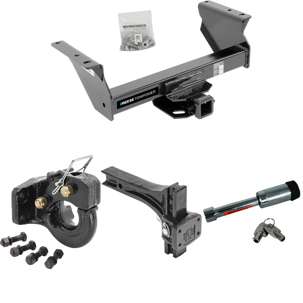 Fits 2013-2018 RAM 5500 Trailer Hitch Tow PKG w/ Adjustable Pintle Hook Mounting Plate + 10K Pintle Hook + Hitch Lock (For Cab & Chassis, w/34" Wide Frames Models) By Reese Towpower