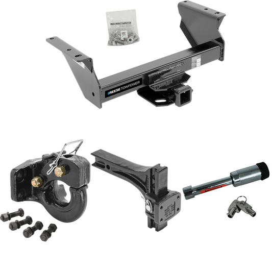 Fits 2013-2018 RAM 5500 Trailer Hitch Tow PKG w/ Adjustable Pintle Hook Mounting Plate + 10K Pintle Hook + Hitch Lock (For Cab & Chassis, w/34" Wide Frames Models) By Reese Towpower