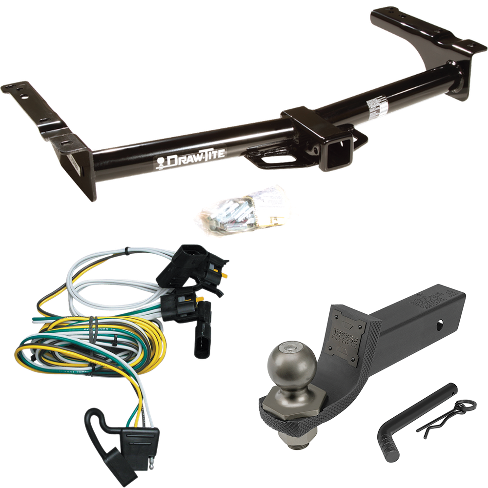 Se adapta al paquete de enganche de remolque Ford E-250 Econoline 1995-2002 con cableado plano de 4 + kit de inicio táctico de enclavamiento con caída de 2" y bola de 2" de Draw-Tite