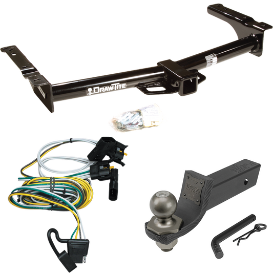 Se adapta al paquete de enganche de remolque Ford E-250 Econoline 1995-2002 con cableado plano de 4 + kit de inicio táctico de enclavamiento con caída de 2" y bola de 2" de Draw-Tite