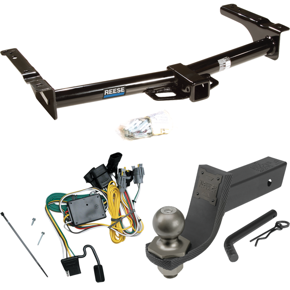 Fits 1992-1994 Ford E-350 Econoline Trailer Hitch Tow PKG w/ 4-Flat Wiring + Interlock Tactical Starter Kit w/ 3-1/4" Drop & 2" Ball By Reese Towpower