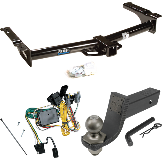 Fits 1992-1994 Ford E-350 Econoline Trailer Hitch Tow PKG w/ 4-Flat Wiring + Interlock Tactical Starter Kit w/ 3-1/4" Drop & 2" Ball By Reese Towpower