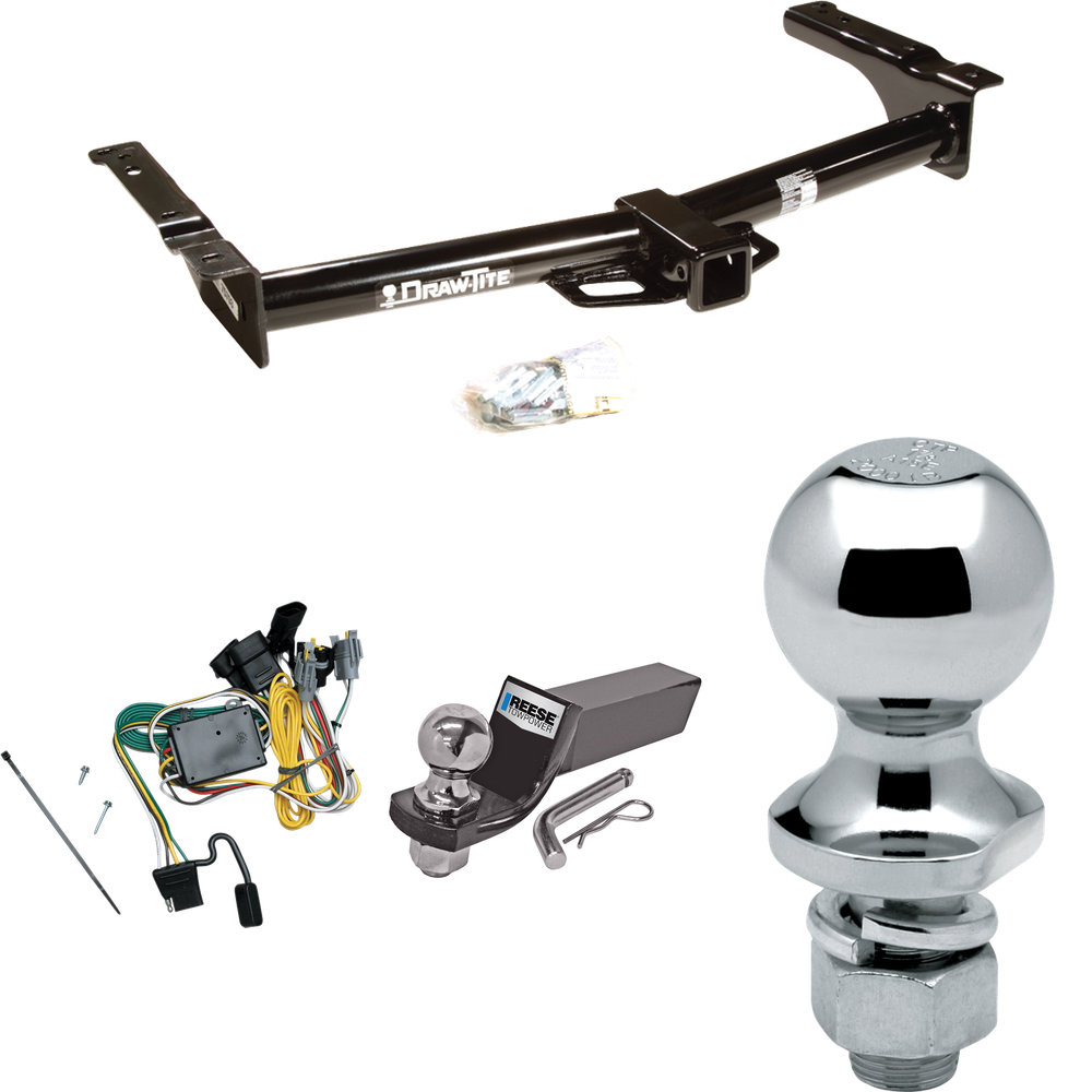 Se adapta al paquete de enganche de remolque Ford E-150 Econoline 1992-1994 con cableado plano de 4 + kit de montaje de bola de inicio con caída de 2" y bola de 2" + bola de 1-7/8" de Draw-Tite