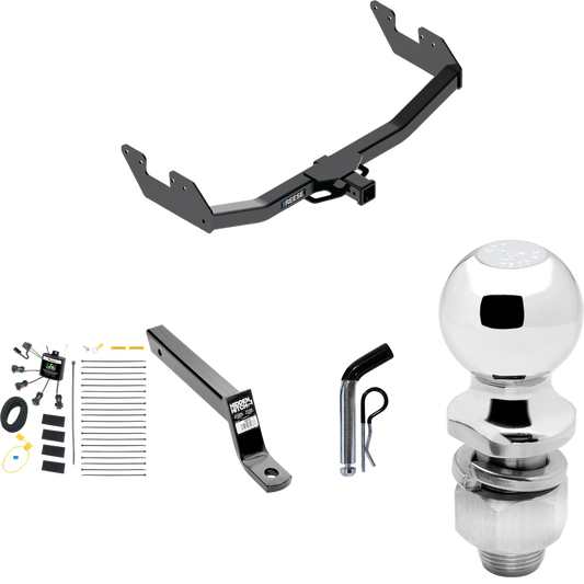 Se adapta al paquete de enganche de remolque Toyota Hilux 2016-2023 con cableado "sin empalme" de 4 contactos planos cero + soporte de bola extendido de 16" de largo con caída de 4" + pasador/clip + bola de 2" de Reese Towpower