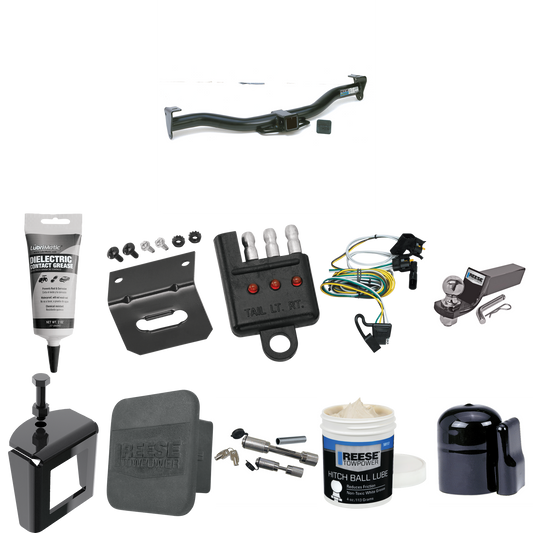 Fits 1995-2000 Ford E-350 Econoline Trailer Hitch Tow PKG w/ 4-Flat Wiring + Starter Kit Ball Mount w/ 2" Drop & 2" Ball + 1-7/8" Ball + Wiring Bracket + Dual Hitch & Coupler Locks + Hitch Cover + Wiring Tester + Ball Lube + Electric Grease + Ball Wr