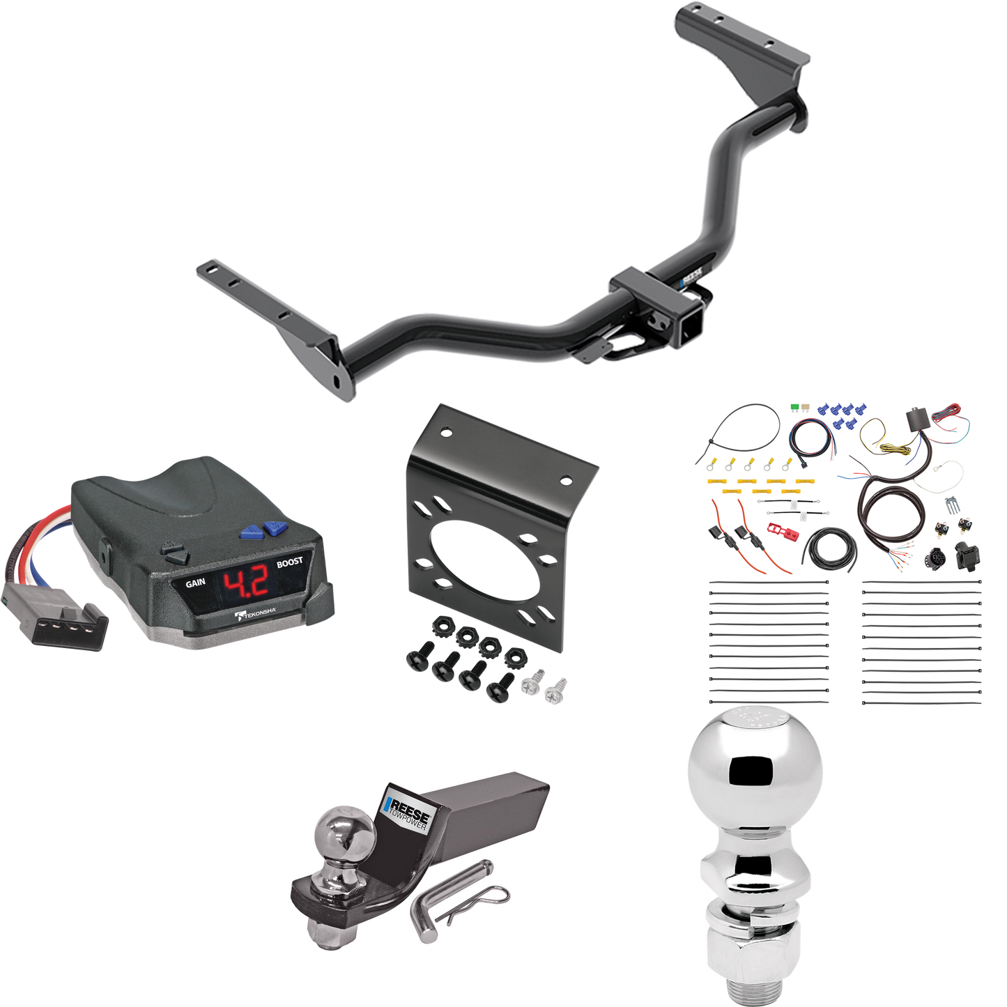 Fits 2013-2013 Infiniti JX35 Trailer Hitch Tow PKG w/ Tekonsha BRAKE-EVN Brake Control + 7-Way RV Wiring + 2" & 2-5/16" Ball & Drop Mount By Reese Towpower