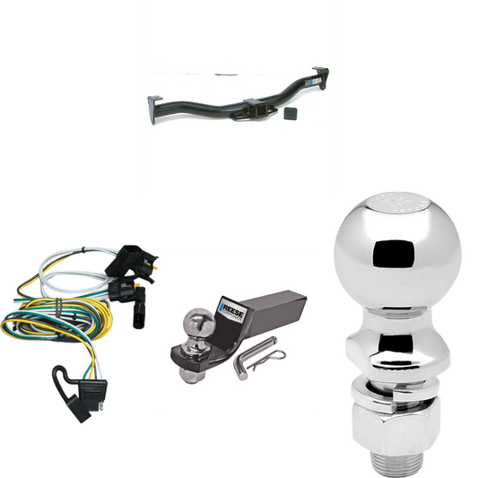 Fits 1995-2000 Ford E-350 Econoline Trailer Hitch Tow PKG w/ 4-Flat Wiring + Starter Kit Ball Mount w/ 2" Drop & 2" Ball + 2-5/16" Ball By Reese Towpower