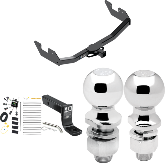 Se adapta al paquete de enganche de remolque Toyota Hilux 2016-2023 con cableado "sin empalme" de 4 contactos planos cero + soporte de bola con caída de 4" + bola de 2" + bola de 2-5/16" de Reese Towpower