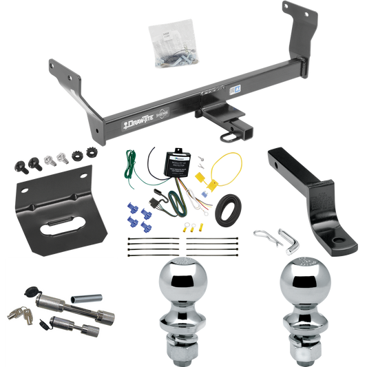 Fits 2014-2022 Infiniti Q50 Trailer Hitch Tow PKG w/ 4-Flat Wiring Harness + Draw-Bar + 1-7/8" + 2" Ball + Wiring Bracket + Dual Hitch & Coupler Locks By Draw-Tite