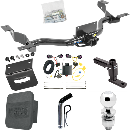 Fits 2014-2023 RAM ProMaster 3500 Trailer Hitch Tow PKG w/ 4-Flat Wiring + Adjustable Drop Rise Ball Mount + Pin/Clip + 2" Ball + Wiring Bracket + Hitch Cover (Excludes: w/Extended Body Models) By Reese Towpower