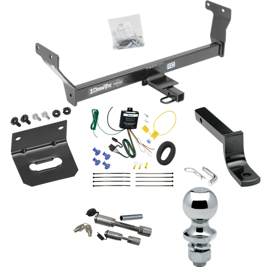 Fits 2014-2022 Infiniti Q50 Trailer Hitch Tow PKG w/ 4-Flat Wiring Harness + Draw-Bar + 1-7/8" Ball + Wiring Bracket + Dual Hitch & Coupler Locks By Draw-Tite