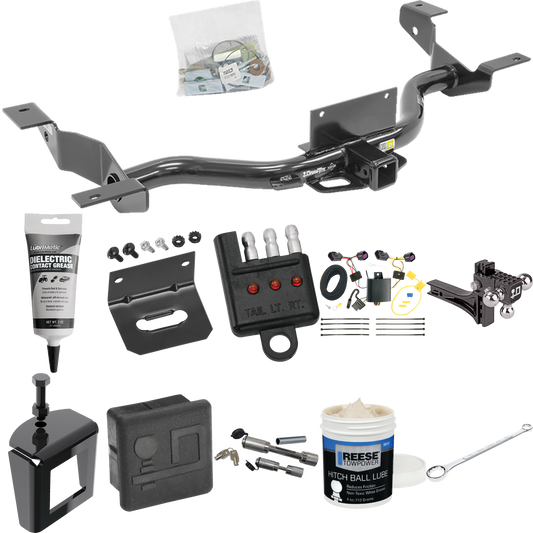 Fits 2014-2023 RAM ProMaster 3500 Trailer Hitch Tow PKG w/ 4-Flat Wiring + Adjustable Drop Rise Triple Ball Ball Mount 1-7/8" & 2" & 2-5/16" Trailer Balls + Wiring Bracket + Hitch Cover + Dual Hitch & Coupler Locks + Wiring Tester + Ball Lube + Elect