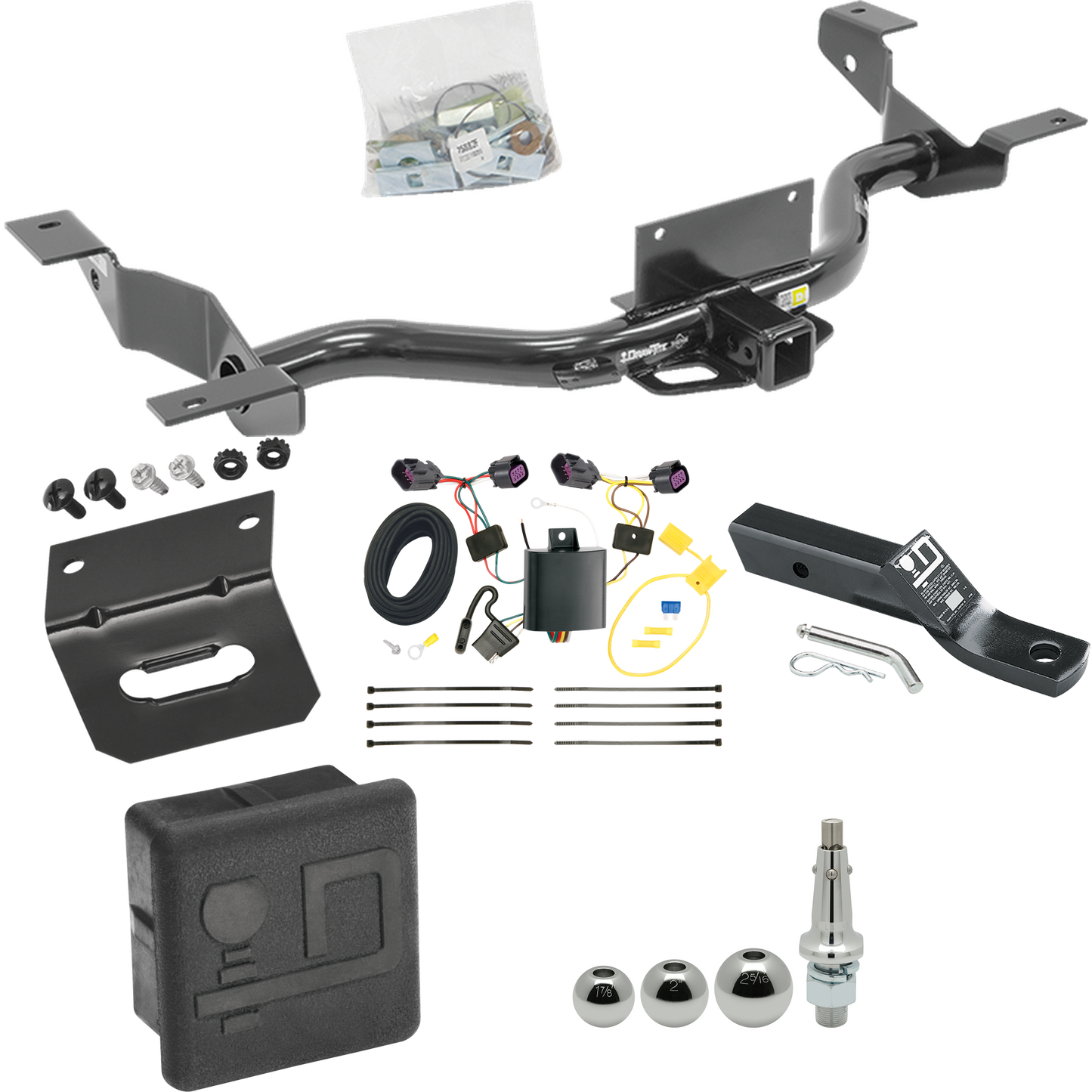 Fits 2014-2023 RAM ProMaster 1500 Trailer Hitch Tow PKG w/ 4-Flat Wiring + Ball Mount w/ 2" Drop + Interchangeable Ball 1-7/8" & 2" & 2-5/16" + Wiring Bracket + Hitch Cover (Excludes: w/Extended Body Models) By Draw-Tite