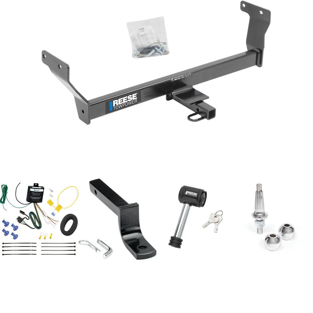 Fits 2014-2022 Infiniti Q50 Trailer Hitch Tow PKG w/ 4-Flat Wiring Harness + Draw-Bar + Interchangeable 1-7/8" & 2" Balls + Hitch Lock By Reese Towpower