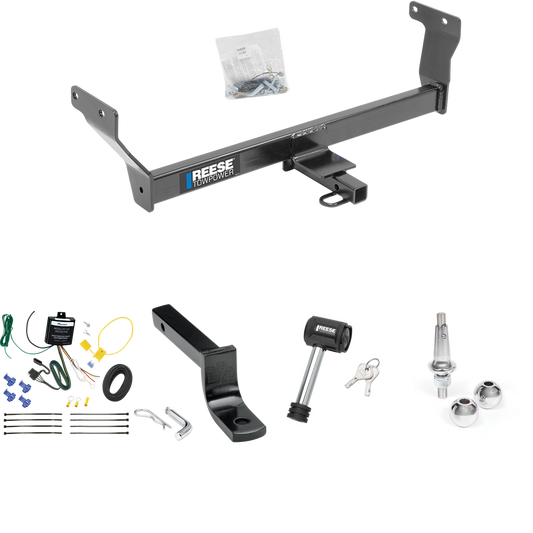 Fits 2014-2022 Infiniti Q50 Trailer Hitch Tow PKG w/ 4-Flat Wiring Harness + Draw-Bar + Interchangeable 1-7/8" & 2" Balls + Hitch Lock By Reese Towpower