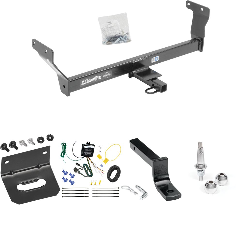 Se adapta al paquete de enganche de remolque Infiniti Q50 2014-2022 con arnés de cableado de 4 planos + barra de tracción + bolas intercambiables de 1-7/8" y 2" + soporte de cableado de Draw-Tite