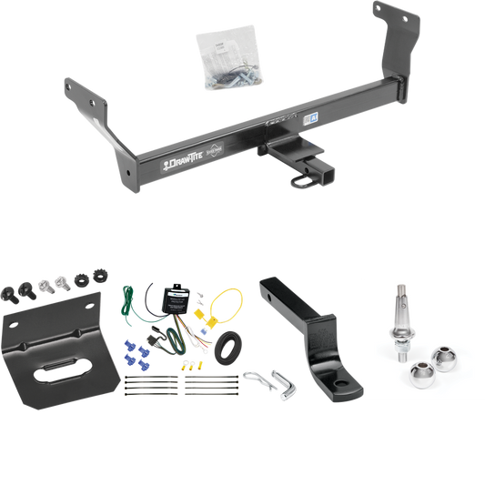 Fits 2014-2022 Infiniti Q50 Trailer Hitch Tow PKG w/ 4-Flat Wiring Harness + Draw-Bar + Interchangeable 1-7/8" & 2" Balls + Wiring Bracket By Draw-Tite