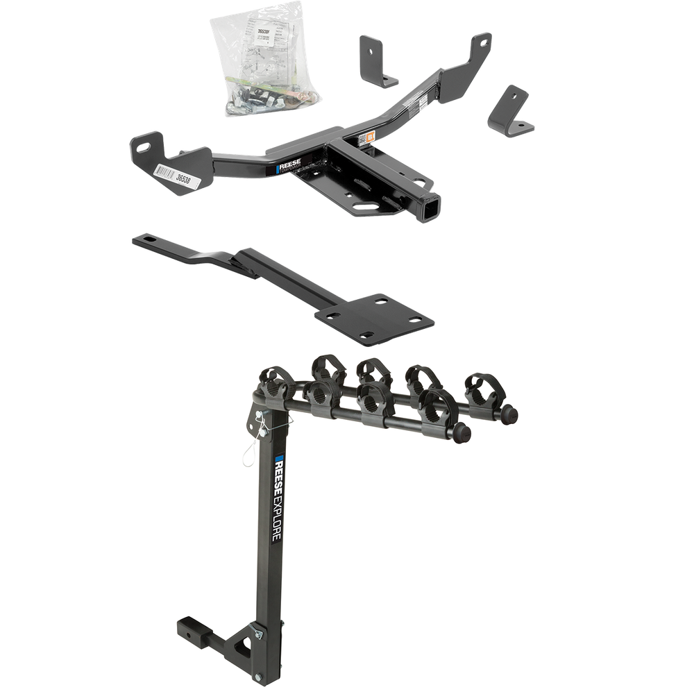 Fits 2013-2015 Chevrolet Malibu Trailer Hitch Tow PKG w/ 4 Bike Carrier Rack (Excludes: LTZ & Canada Models Models) By Reese Towpower