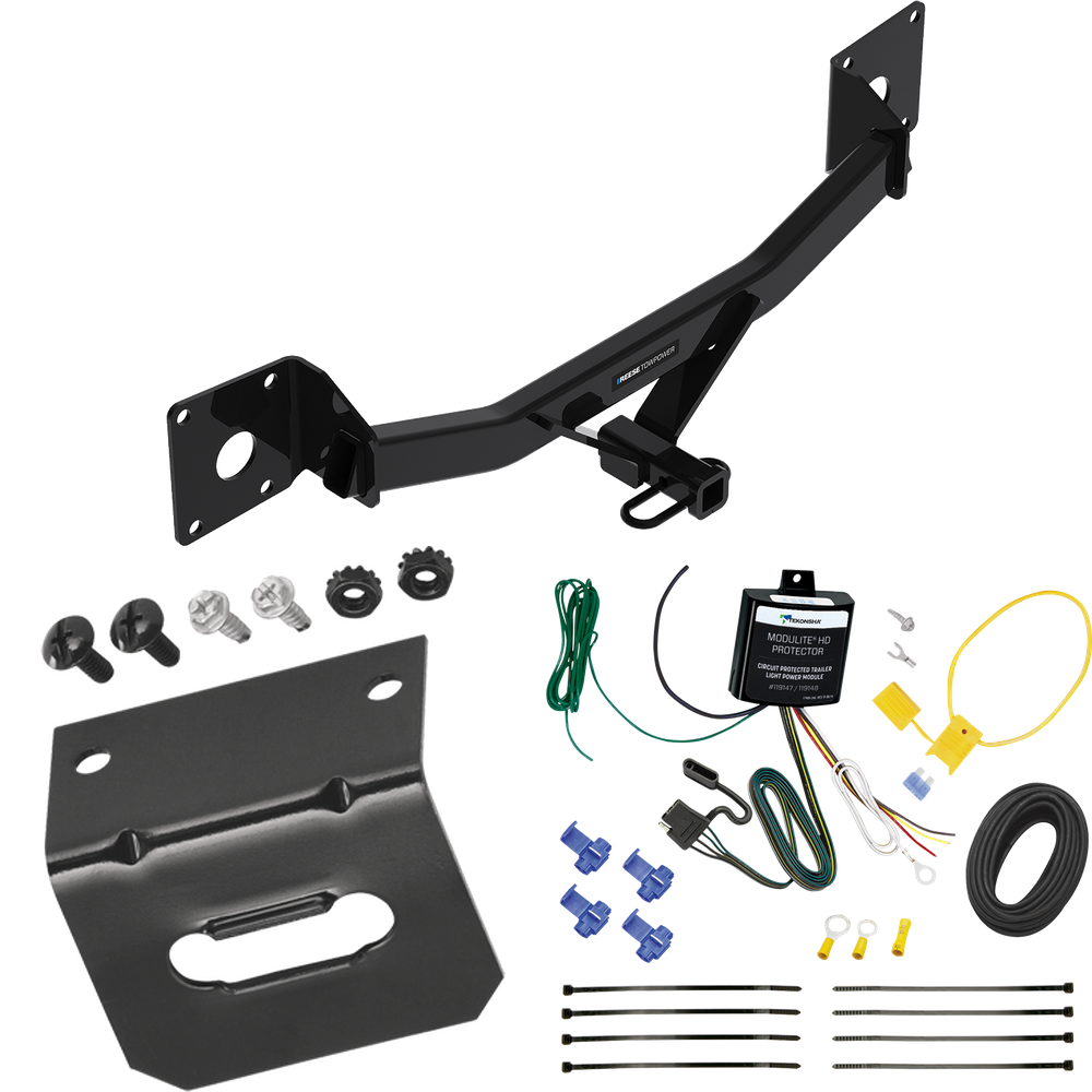 Fits 2016-2023 Chevrolet Malibu Trailer Hitch Tow PKG w/ 4-Flat Wiring Harness + Bracket (For Premier (New Body Style) Models) By Reese Towpower