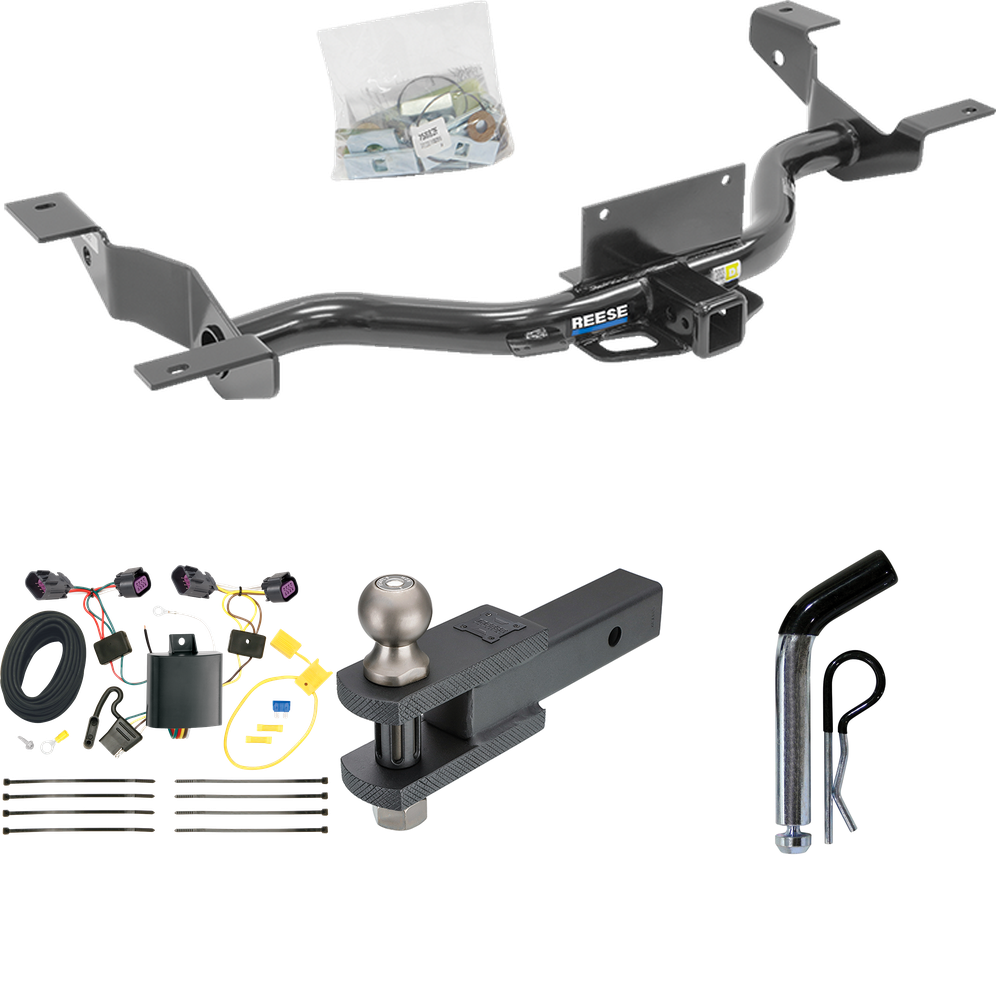 Fits 2014-2023 RAM ProMaster 2500 Trailer Hitch Tow PKG w/ 4-Flat Wiring + Clevis Hitch Ball Mount w/ 2" Ball + Pin/Clip (Excludes: w/Extended Body Models) By Reese Towpower