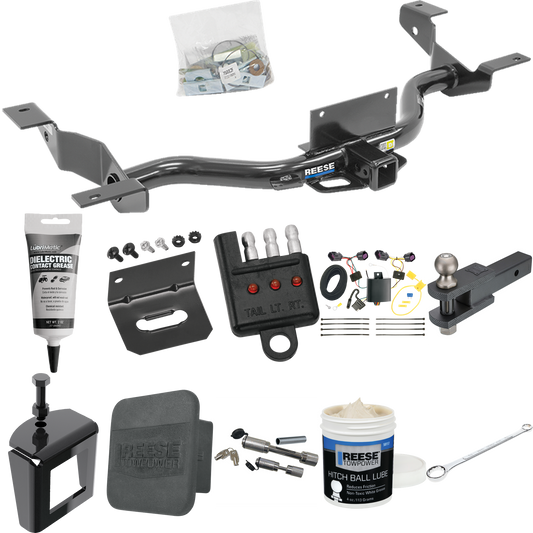 Fits 2014-2023 RAM ProMaster 3500 Trailer Hitch Tow PKG w/ 4-Flat Wiring + Clevis Hitch Ball Mount w/ 2" Ball + Wiring Bracket + Hitch Cover + Dual Hitch & Coupler Locks + Wiring Tester + Ball Lube + Electric Grease + Ball Wrench + Anti Rattle Device