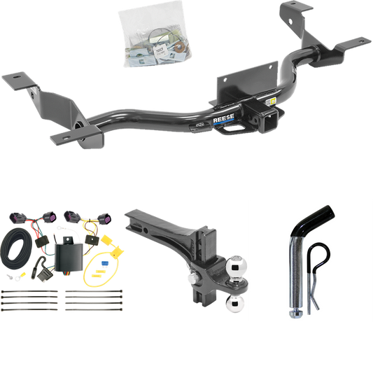 Fits 2014-2023 RAM ProMaster 1500 Trailer Hitch Tow PKG w/ 4-Flat Wiring + Dual Adjustable Drop Rise Ball Ball Mount 2" & 2-5/16" Trailer Balls + Pin/Clip (Excludes: w/Extended Body Models) By Reese Towpower