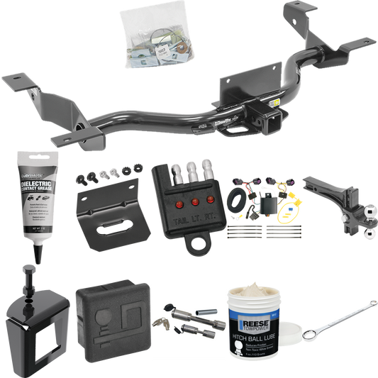 Fits 2014-2023 RAM ProMaster 2500 Trailer Hitch Tow PKG w/ 4-Flat Wiring + Dual Adjustable Drop Rise Ball Ball Mount 2" & 2-5/16" Trailer Balls + Wiring Bracket + Hitch Cover + Dual Hitch & Coupler Locks + Wiring Tester + Ball Lube + Electric Grease