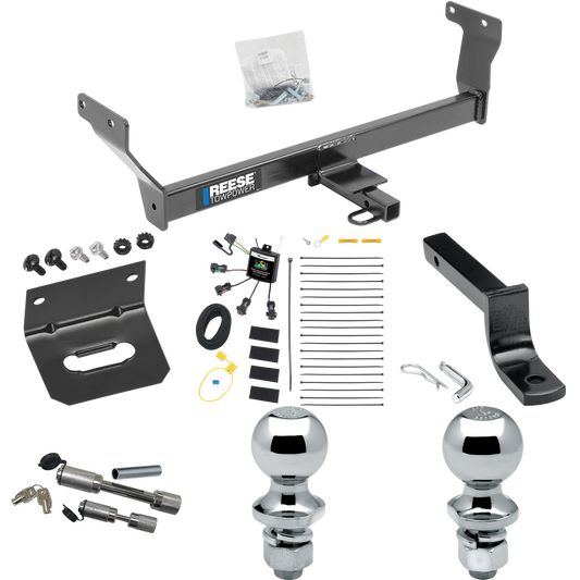 Fits 2014-2022 Infiniti Q50 Trailer Hitch Tow PKG w/ 4-Flat Zero Contact "No Splice" Wiring Harness + Draw-Bar + 1-7/8" + 2" Ball + Wiring Bracket + Dual Hitch & Coupler Locks By Reese Towpower