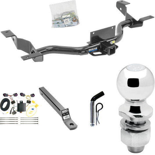 Fits 2014-2023 RAM ProMaster 1500 Trailer Hitch Tow PKG w/ 4-Flat Wiring + Extended 16" Long Ball Mount w/ 2" Drop + Pin/Clip + 2" Ball (Excludes: w/Extended Body Models) By Reese Towpower