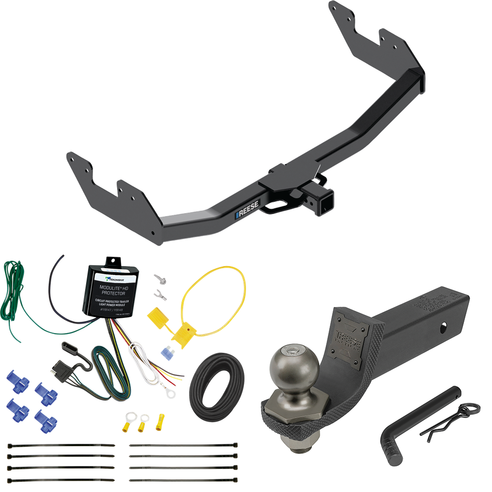 Fits 2016-2023 Toyota Hilux Trailer Hitch Tow PKG w/ 4-Flat Wiring + Interlock Tactical Starter Kit w/ 2" Drop & 2" Ball By Reese Towpower