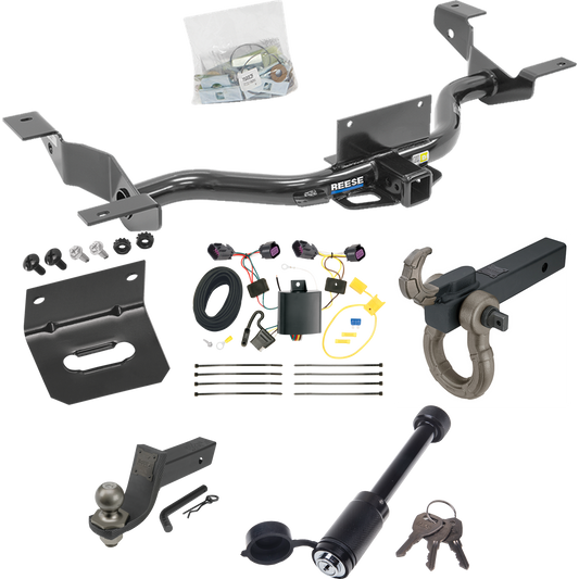 Fits 2014-2023 RAM ProMaster 2500 Trailer Hitch Tow PKG w/ 4-Flat Wiring + Interlock Tactical Starter Kit w/ 3-1/4" Drop & 2" Ball + Tactical Hook & Shackle Mount + Tactical Dogbone Lock + Wiring Bracket (Excludes: w/Extended Body Models) By Reese To