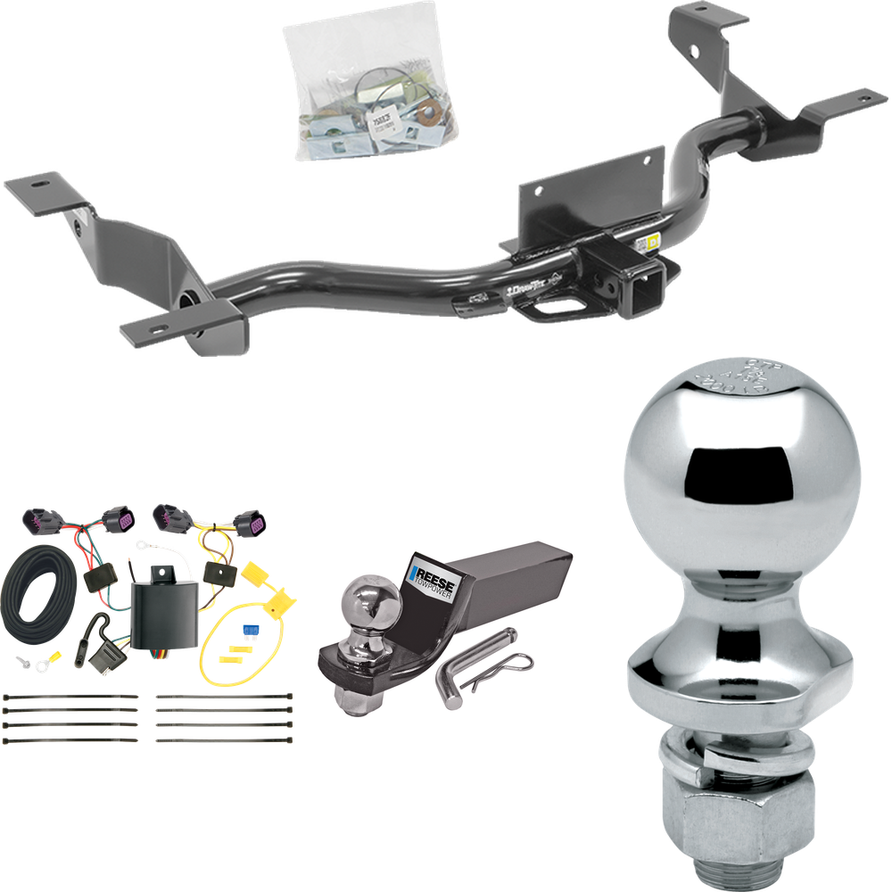 Fits 2014-2023 RAM ProMaster 3500 Trailer Hitch Tow PKG w/ 4-Flat Wiring + Starter Kit Ball Mount w/ 2" Drop & 2" Ball + 1-7/8" Ball (Excludes: w/Extended Body Models) By Draw-Tite