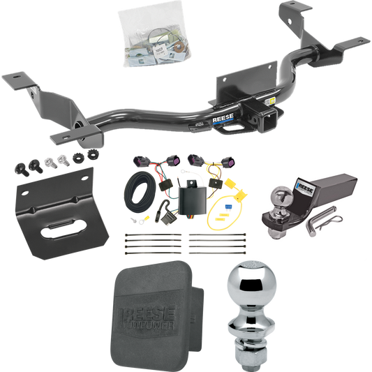 Fits 2014-2023 RAM ProMaster 3500 Trailer Hitch Tow PKG w/ 4-Flat Wiring + Starter Kit Ball Mount w/ 2" Drop & 2" Ball + 1-7/8" Ball + Wiring Bracket + Hitch Cover (Excludes: w/Extended Body Models) By Reese Towpower