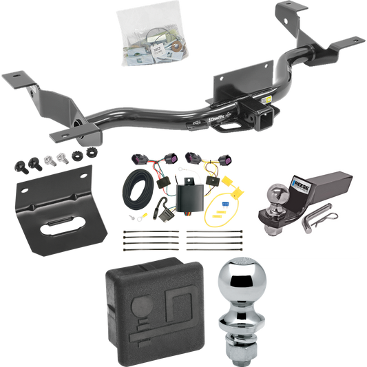 Fits 2014-2023 RAM ProMaster 2500 Trailer Hitch Tow PKG w/ 4-Flat Wiring + Starter Kit Ball Mount w/ 2" Drop & 2" Ball + 1-7/8" Ball + Wiring Bracket + Hitch Cover (Excludes: w/Extended Body Models) By Draw-Tite