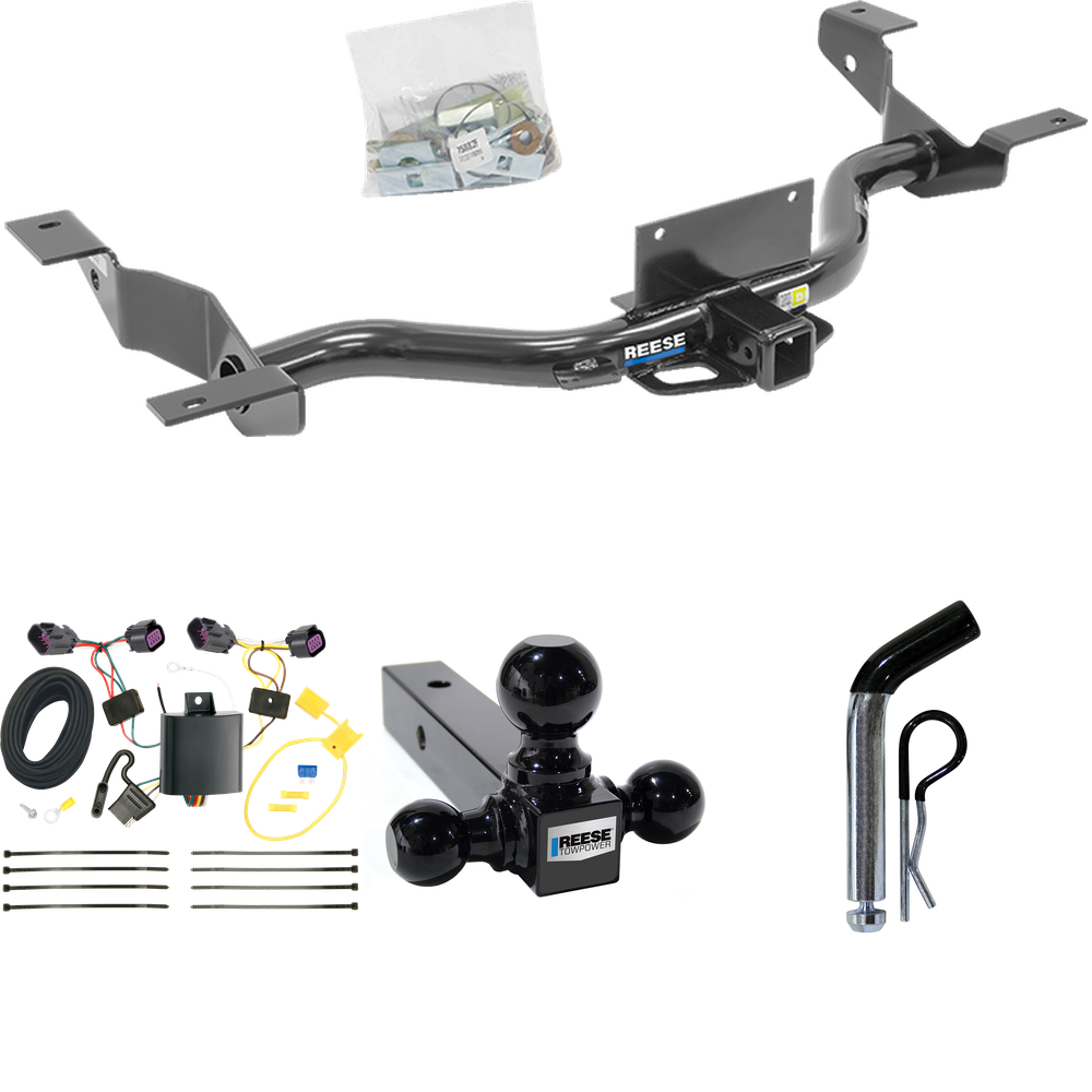 Fits 2014-2023 RAM ProMaster 2500 Trailer Hitch Tow PKG w/ 4-Flat Wiring + Triple Ball Ball Mount 1-7/8" & 2" & 2-5/16" Trailer Balls + Pin/Clip (Excludes: w/Extended Body Models) By Reese Towpower