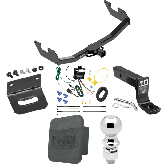 Fits 2016-2023 Toyota Hilux Trailer Hitch Tow PKG w/ 4-Flat Wiring + Ball Mount w/ 4" Drop + 2-5/16" Ball + Wiring Bracket + Hitch Cover By Reese Towpower