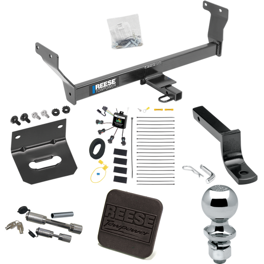 Fits 2014-2022 Infiniti Q50 Trailer Hitch Tow PKG w/ 4-Flat Zero Contact "No Splice" Wiring Harness + Draw-Bar + 2" Ball + Wiring Bracket + Hitch Cover + Dual Hitch & Coupler Locks By Reese Towpower