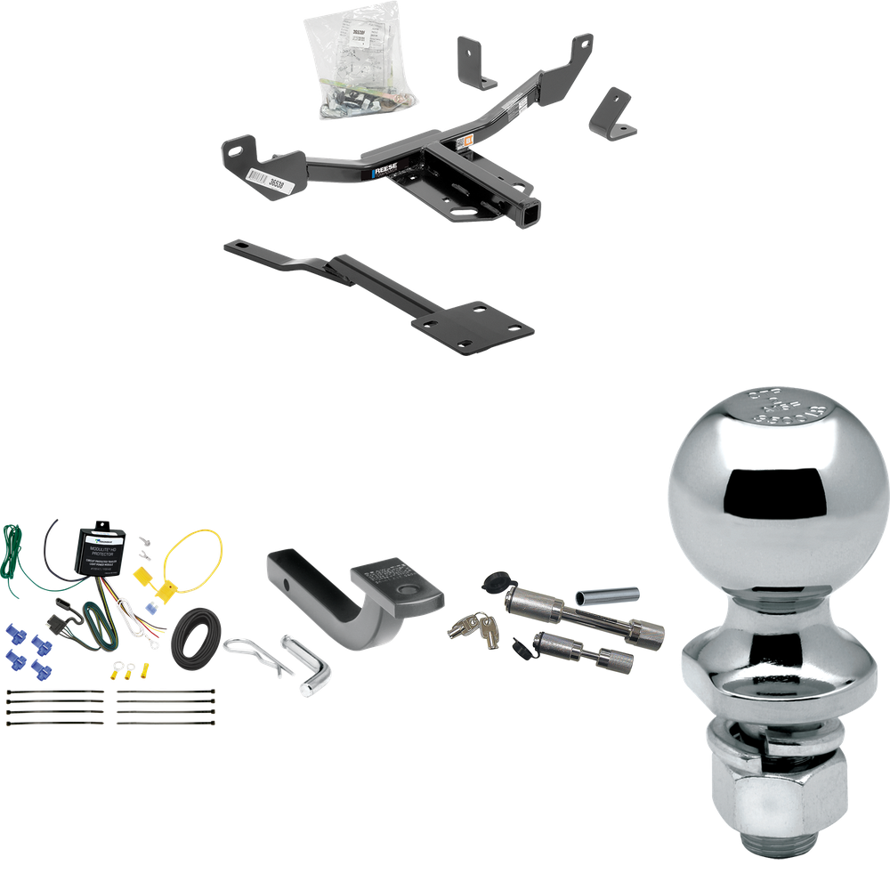 Se adapta al paquete de remolque con enganche de remolque Chevrolet Malibu 2013-2015 con arnés de cableado plano de 4 + barra de tracción + bola de 2" + enganche doble y cerraduras de acoplador (excluye: modelos LTZ y Canadá) de Reese Towpower