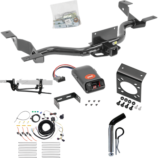 Fits 2014-2023 RAM ProMaster 2500 Trailer Hitch Tow PKG w/ 8K Round Bar Weight Distribution Hitch w/ 2-5/16" Ball + Pin/Clip + Pro Series POD Brake Control + 7-Way RV Wiring (Excludes: w/Extended Body Models) By Draw-Tite