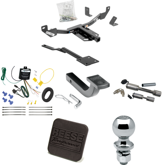 Se adapta al paquete de remolque con enganche para remolque Buick LaCrosse 2010-2016 con arnés de cableado de 4 planos + barra de tracción + bola de 2" + cubierta de enganche + enganche doble y cerraduras de acoplador de Reese Towpower